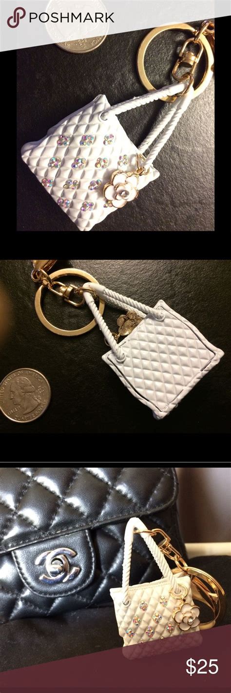 chanel key ring card holder|Chanel fluffy keychain.